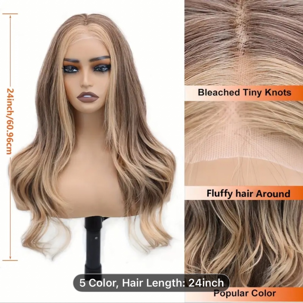24” Ash Blonde Lace Front Glueless Synthetic wig low density - Picture 4 of 11
